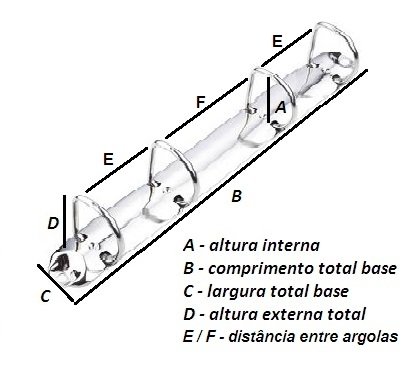 FERRAGENS PARA FICHÁRIOS E PASTAS 4 ARGOLAS D - 30MM - COMP. 210MM